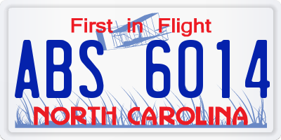 NC license plate ABS6014