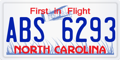 NC license plate ABS6293