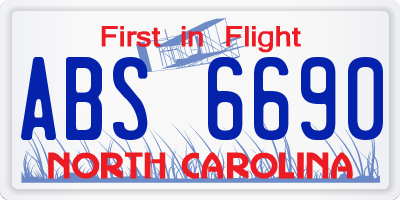 NC license plate ABS6690