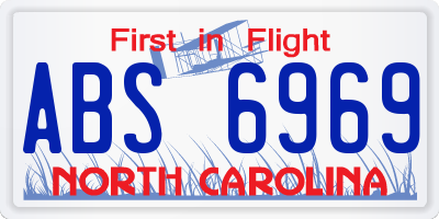 NC license plate ABS6969