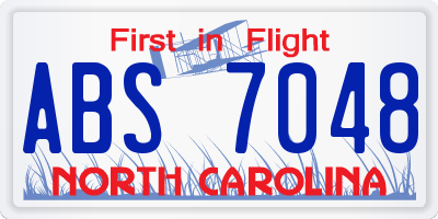 NC license plate ABS7048