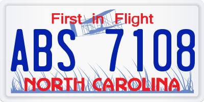 NC license plate ABS7108