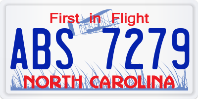 NC license plate ABS7279