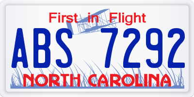 NC license plate ABS7292
