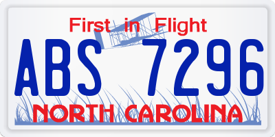NC license plate ABS7296