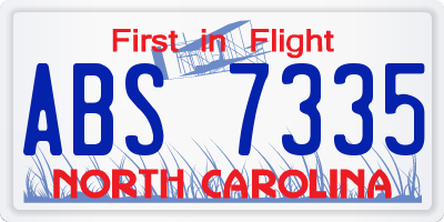 NC license plate ABS7335