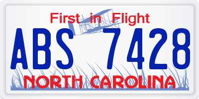 NC license plate ABS7428