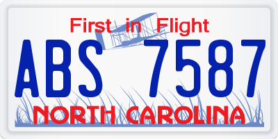 NC license plate ABS7587