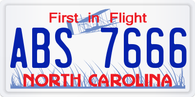 NC license plate ABS7666