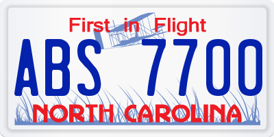 NC license plate ABS7700