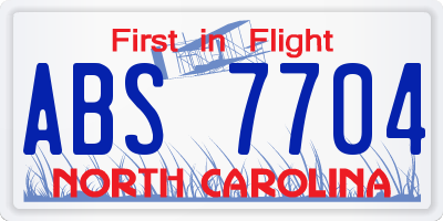 NC license plate ABS7704