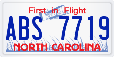 NC license plate ABS7719