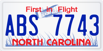 NC license plate ABS7743