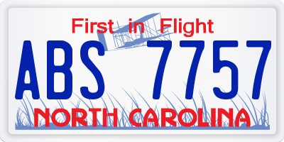 NC license plate ABS7757