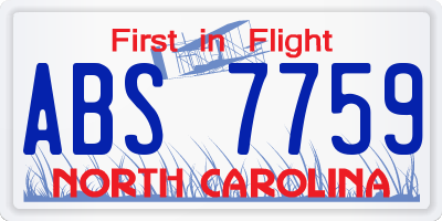 NC license plate ABS7759