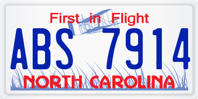 NC license plate ABS7914