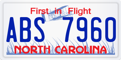 NC license plate ABS7960