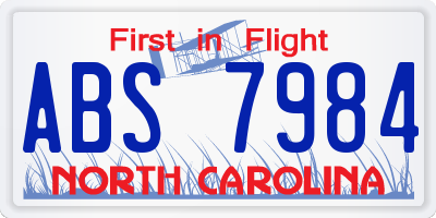 NC license plate ABS7984