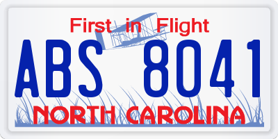 NC license plate ABS8041