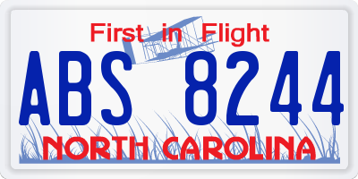 NC license plate ABS8244