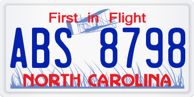 NC license plate ABS8798