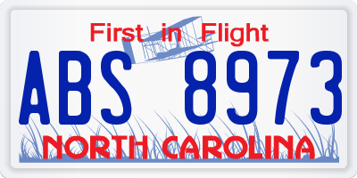 NC license plate ABS8973