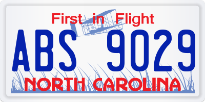 NC license plate ABS9029