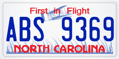 NC license plate ABS9369