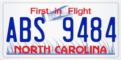 NC license plate ABS9484