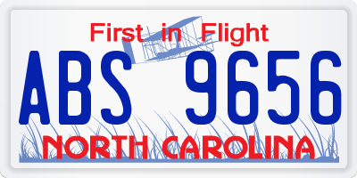 NC license plate ABS9656
