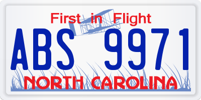 NC license plate ABS9971