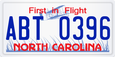 NC license plate ABT0396