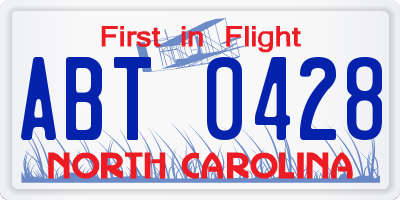 NC license plate ABT0428