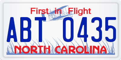 NC license plate ABT0435