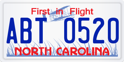 NC license plate ABT0520