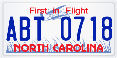 NC license plate ABT0718
