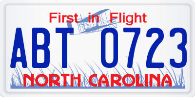 NC license plate ABT0723