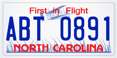 NC license plate ABT0891