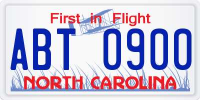NC license plate ABT0900