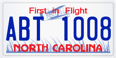 NC license plate ABT1008