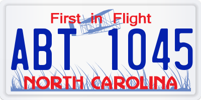 NC license plate ABT1045