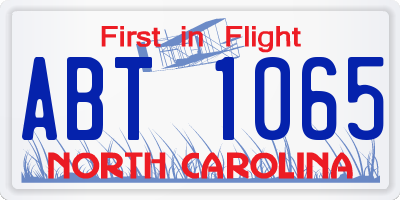 NC license plate ABT1065