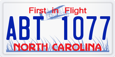 NC license plate ABT1077