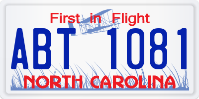 NC license plate ABT1081