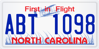 NC license plate ABT1098
