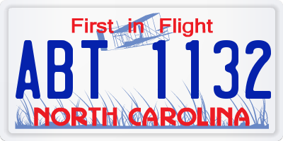 NC license plate ABT1132