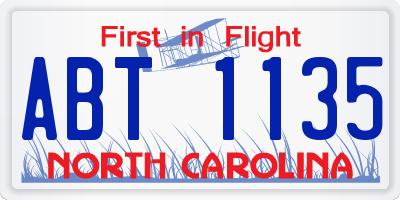NC license plate ABT1135