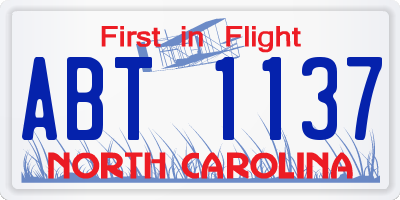NC license plate ABT1137