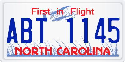NC license plate ABT1145