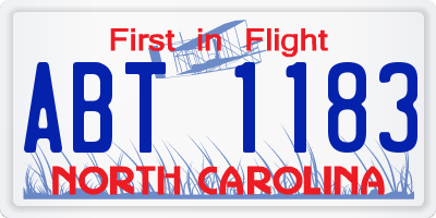 NC license plate ABT1183